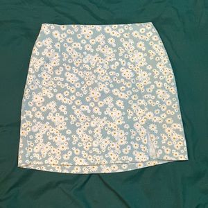 White Daisy Blue Mini Skirt